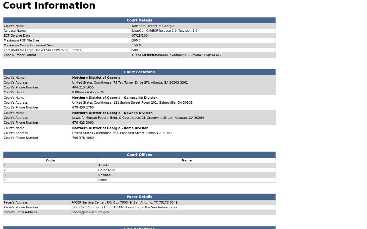 Gwinnett County docket search federal CM ECF information