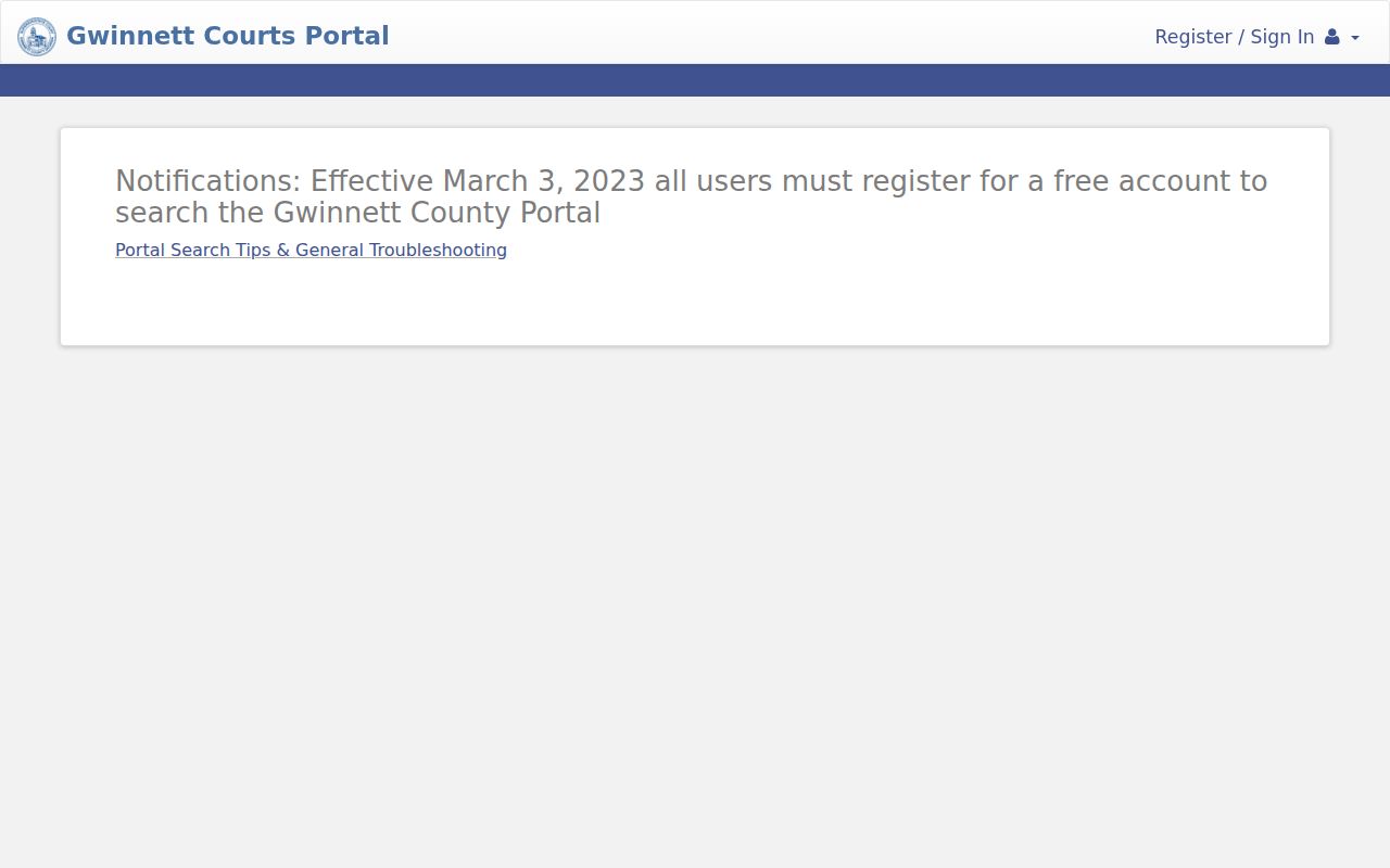 Gwinnett County docket search Odyssey portal account screen