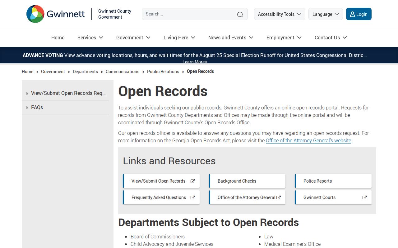 Gwinnett County court case records open records portal scope