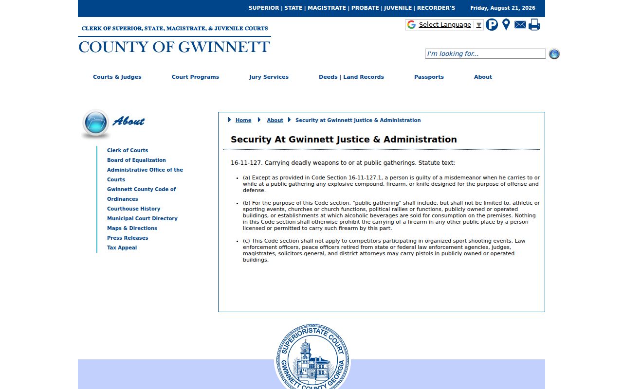 Gwinnett County court docket courthouse entry and security rules