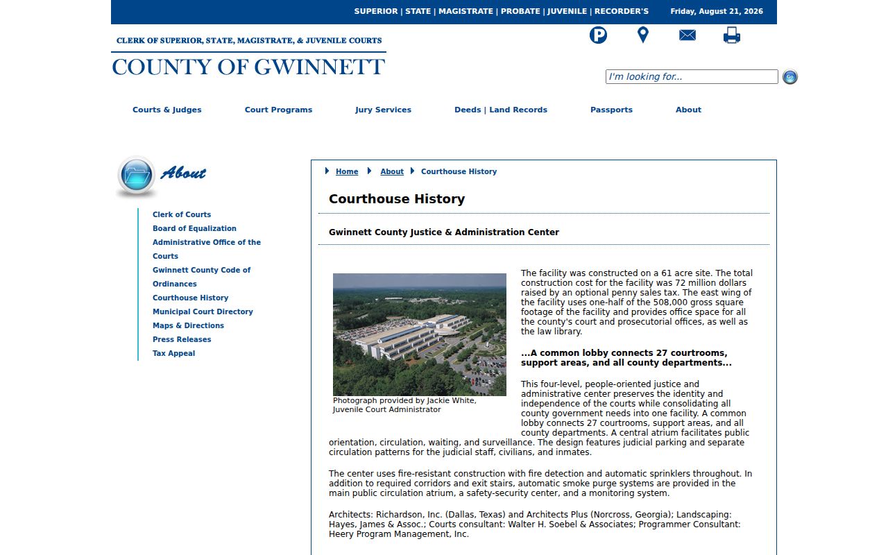 Gwinnett County court docket GJAC courthouse history
