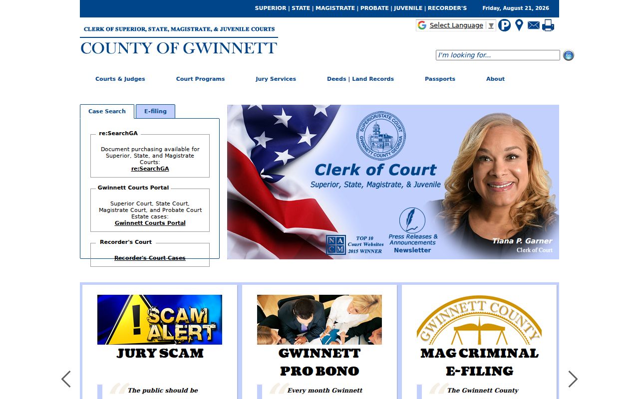 Gwinnett County court docket official court search routes