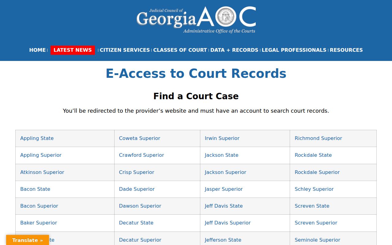 Gwinnett County court docket Georgia eAccess directory