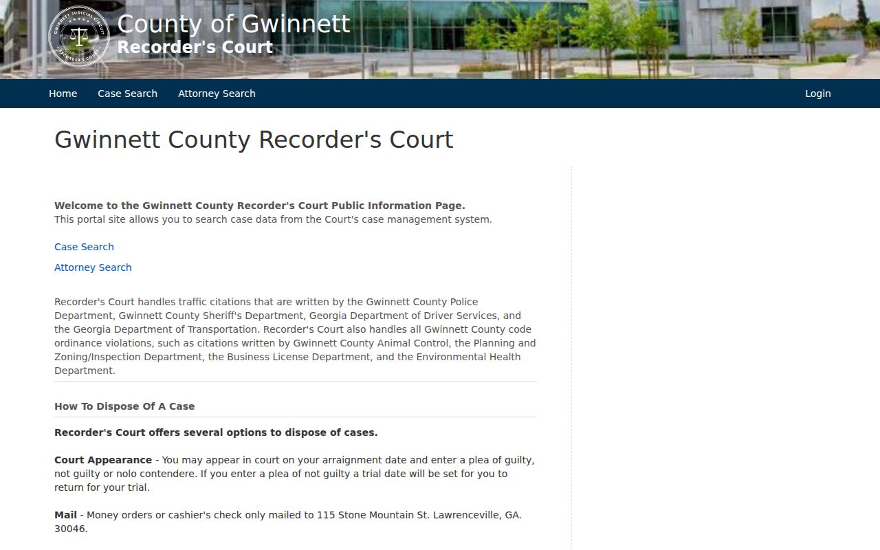 Gwinnett County traffic ticket lookup public portal